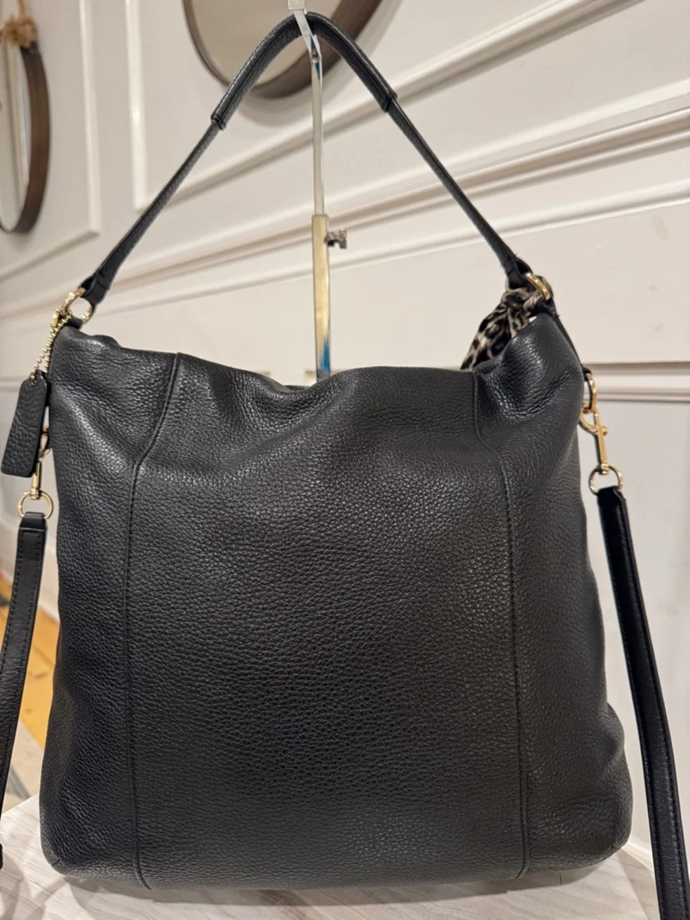 Coach Isabelle Black Pebbled Leather Shoulder Hobo Crossbody Bag - Picture 8 of 17